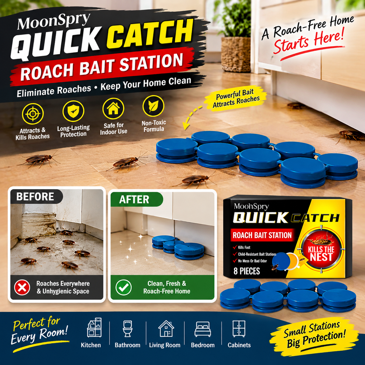 Roach Bait Stations Indoor Cockroach Repellent for Home