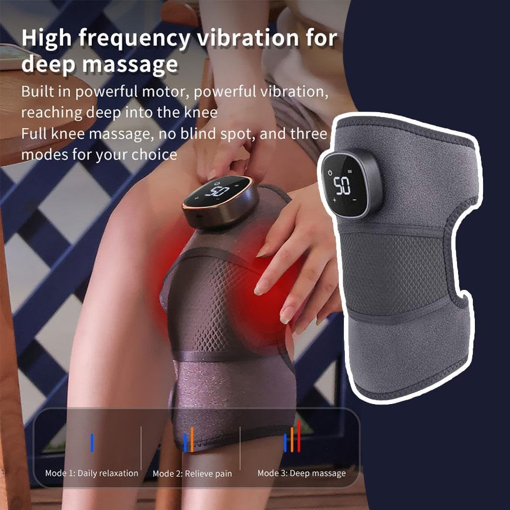 3-in-1 Electric Knee Massager – Portable Heated Acupoint Vibration Therapy Device