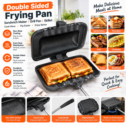 Double-Sided Non-Stick Sandwich Pan – Flip Grill Skillet for Pancakes &amp; Breakfast