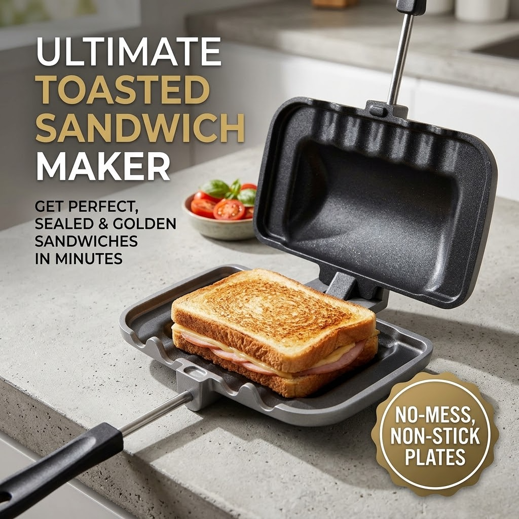 Double-Sided Non-Stick Sandwich Pan – Flip Grill Skillet for Pancakes &amp; Breakfast