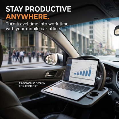 Multifunctional Car Steering Wheel Tray – Foldable Laptop, Writing & Dining Table
